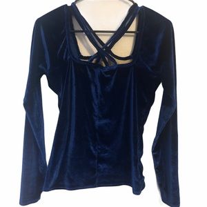 Varsity Blue Velour Sleeve Strap Shoulder …